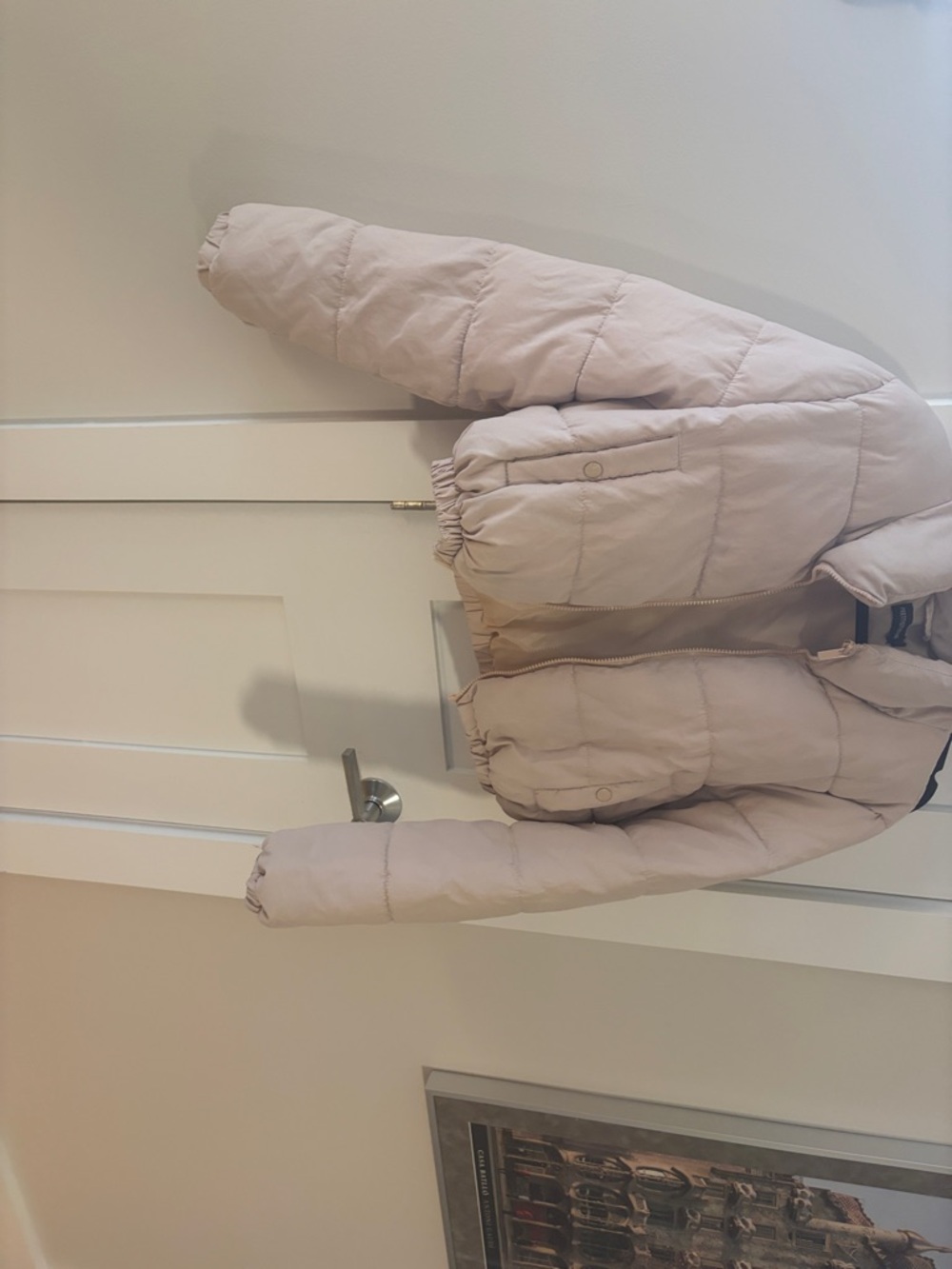 PrettyLittleThing Pale Pink Cropped Puffer Jacket